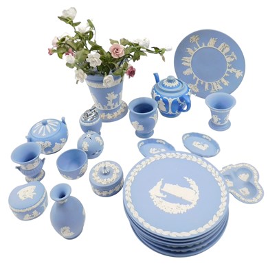 Lot 973 - A quantity of Wedgwood blue Jasperware, some...