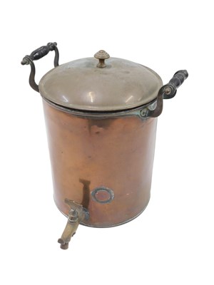 Lot 983a - A copper and brass urn, with turned ebonised...