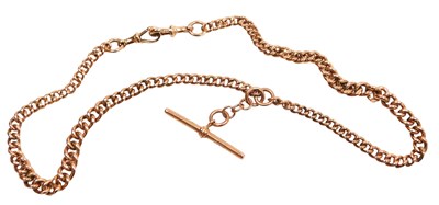 Lot 15 - A 9ct rose gold graduated curb link Albert...