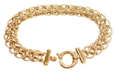 Lot 553 - A 9ct gold fancy link bracelet, on a bolt ring...