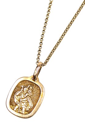 Lot 561 - A 9ct gold St Christopher pendant, on a fine...