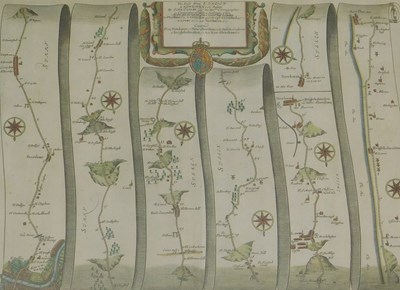 Lot 806c - John Ogilby. Original 1675 road map, later...