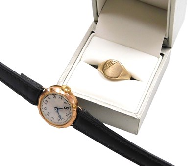 Lot 555 - A 9ct rose gold lady's wristwatch, circular...