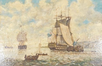 Lot 16 - R D Stokle (19thC/20thC). Masted ships off the...