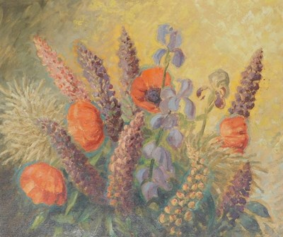 Lot 12 - Fenger(?) (20thC). Floral study, oil on canvas,...
