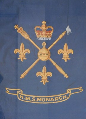 Lot 40 - 19thC/20thC. H.M.S. Monarch, painted crest on...