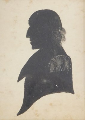 Lot 44 - 19thC School. Silhouette portrait miniature of...