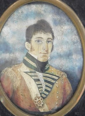 Lot 52 - 19thC School. Portrait miniature - military...