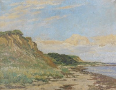 Lot 54 - Knud Agger (1895-1973). Coastal scene, oil on...