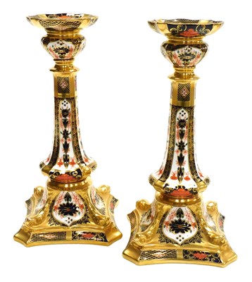 Lot 4 - A pair of Royal Crown Derby Imari porcelain...