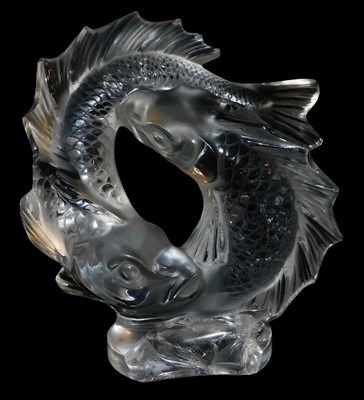 Lot 2 - A Lalique glass Deux Poissons fish sculpture,...