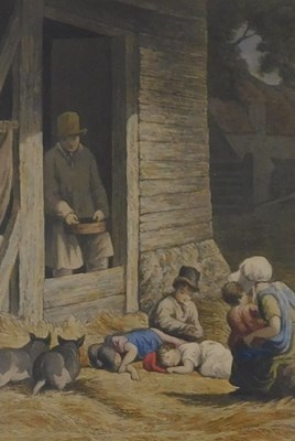 Lot 67 - 19thC coloured print. Family in...