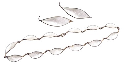 Lot 238 - A silver and white enamel necklace by David...
