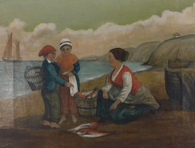 Lot 70 - 19thC/20thC School. Fisherfolk, coastal...