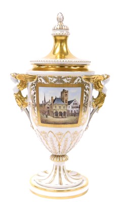 Lot 11 - A 20thC Dresden porcelain vase and cover, with...