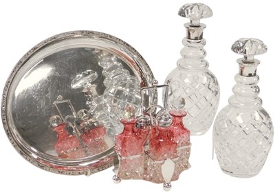 Lot 58 - A Victorian silver plated and cut glass four...