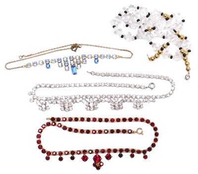 Lot 199 - Three 1950's paste set necklaces, together...