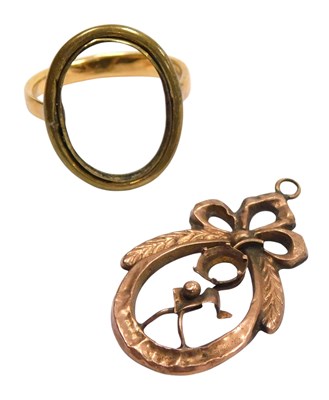 Lot 574 - An oval ring shank, yellow metal, stamped 18ct,...