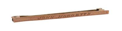 Lot 586 - A 9ct rose gold pin brooch, engraved 'John...