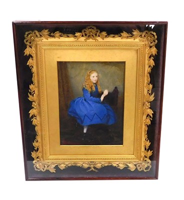 Lot 101 - British school (19thC). Girl in a blue dress...