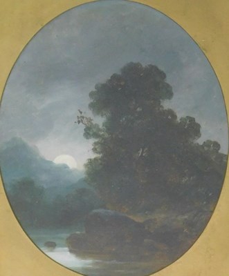 Lot 225 - 19thC British School. Moonlit river, oil on...
