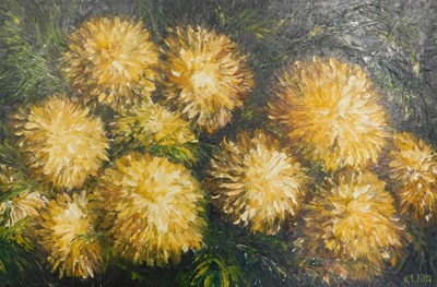 Lot 227 - R S Pitts (20thC). Floral study, oil on board,...