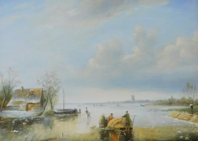 Lot 187 - Oene Romkes de Jongh (1812-1896). Dutch winter...
