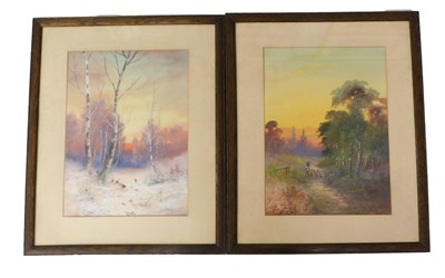 Lot 163 - J H Bull. Woodland landscape, watercolour -...