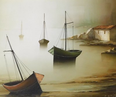 Lot 505 - Gilbert Bria (b.1933). Fishing boats, oil on...