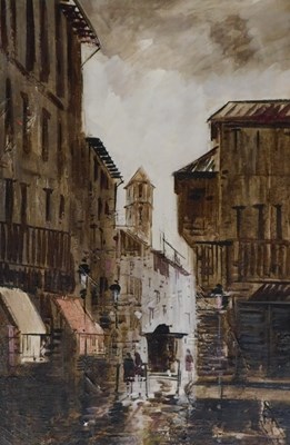 Lot 269 - 20thC School. Oriental street scene, oil on...