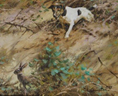 Lot 267 - Mick Cawston (1959-2006). Terrier, oil on...