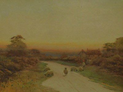 Lot 304 - George Oyston (1861-1937). Sheep in landscape,...
