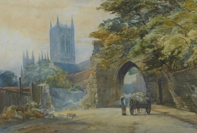 Lot 299 - 19thC British School. Lincoln cathedral from...