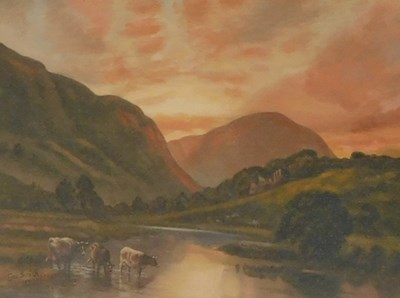 Lot 102 - George Smith (19thC/20thC). Cattle at water's...