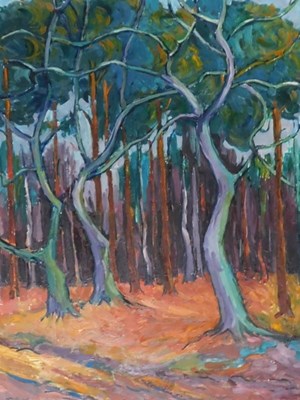 Lot 161 - ZAK (20thC). Woodland scene, oil on board,...