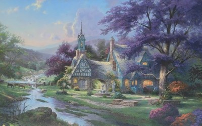 Lot 338 - Thomas Kinkade. Clock Tower Cottage Steams of...
