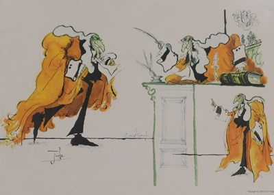 Lot 611 - After Ronald Searle. Judge, cartoon print...