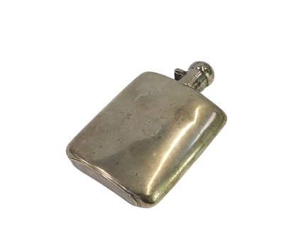 Lot 56 - A George VI silver hip flask, of plain form,...