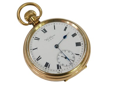 Lot 97 - A Waltham USA gold plated open faced pocket...