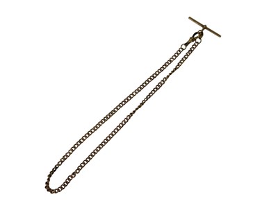 Lot 90 - A gold plated curb link watch chain, with T...