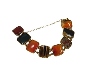Lot 88 - A Victorian agate bracelet, the eight...