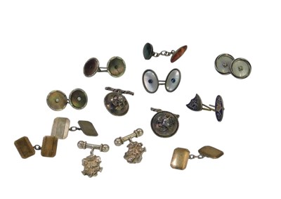 Lot 87 - A group of silver and white metal cufflinks,...