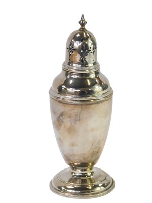 Lot 49 - A George V silver sugar caster, with beaded...