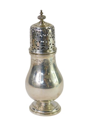 Lot 60 - A George V silver sugar sifter, of baluster...