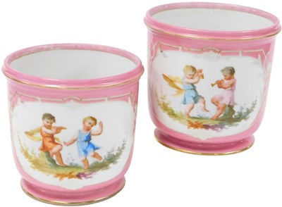 Lot 166 - A pair of late 19thC French porcelain...