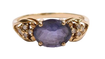 Lot 358 - A 9ct gold and amethyst ring, the oval cut...