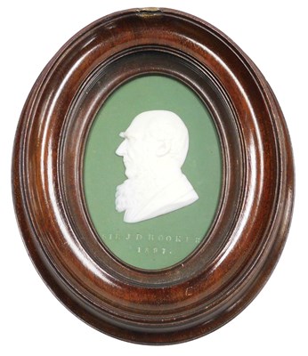 Lot 88 - A late 19thC green Jasperware plaque, showing...
