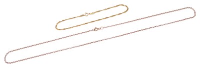 Lot 365 - A 9ct rose gold fine belcher link...