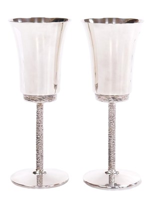 Lot 201 - A pair of Elizabeth II silver goblets, with a...