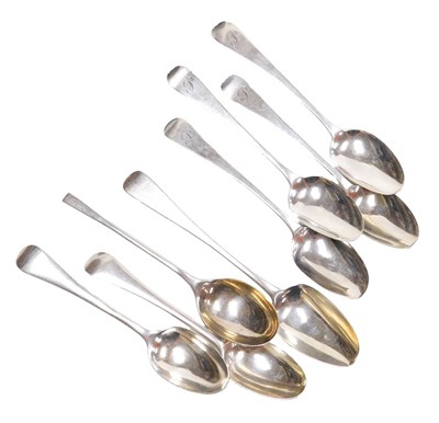Lot 204 - Four George III silver teaspoons, initial...